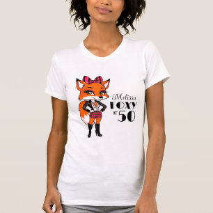 50th Birthday Scottish Tartan Fox   Foxy At 50 T-Shirt