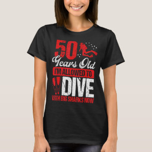 50th Birthday Scuba Diving Big Shark Scuba Diver 5 T-Shirt