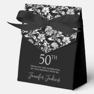 50th Birthday Silver Floral Thank You Favour Box