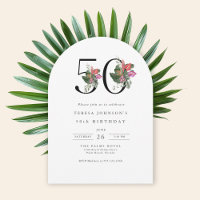 50th Birthday Simple Elegant Tropical Invitation