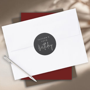 50th Birthday Simple Minimalist Flat Black Classic Round Sticker