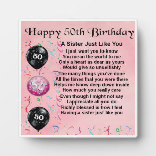 50th Birthday Sister Poem Plaque