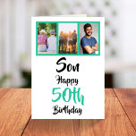 50th Birthday Son Green Modern Photo Collage Card<br><div class="desc">Put a smile on a face with this personalised 3 photo collage 50th birthday card for your son. - Simply click to personalise this design 🔥 My promises - This design is unique and is designed with you in mind 🙏 Thank you for supporting my small business - If you...</div>