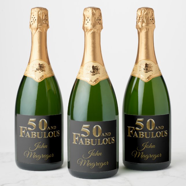 50th Birthday  Sparkling Wine Label (Bottles)