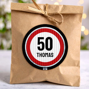 50th Birthday Speed Limit Sign - ANY AGE Classic Round Sticker