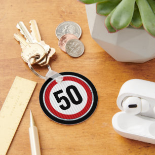 50th Birthday Speed Limit Sign - ANY AGE Key Ring