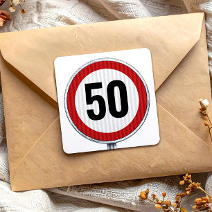 50th Birthday Speed Limit Sign - ANY AGE Square Sticker