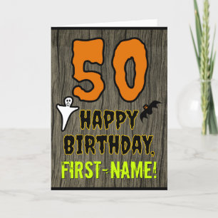 50th Birthday: Spooky Halloween Theme, Custom Name Card
