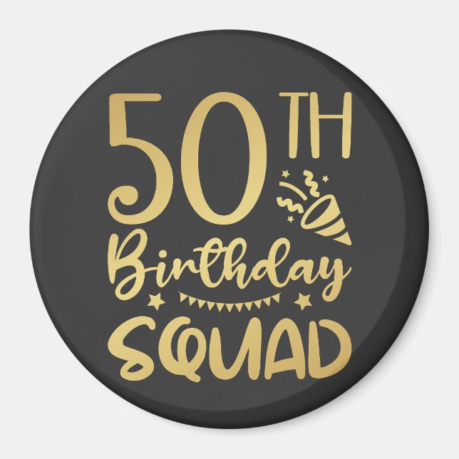 50th Birthday Squad 50 Party Crew Circle Magnet (Front)