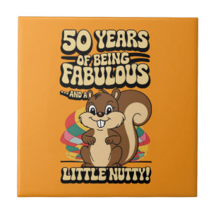 50th birthday squirrel drinking mats ceramic tile