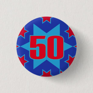 50th Birthday star button/badge 3 Cm Round Badge