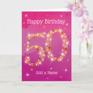 50th Birthday - Star Number - Pink - Age 50 Card