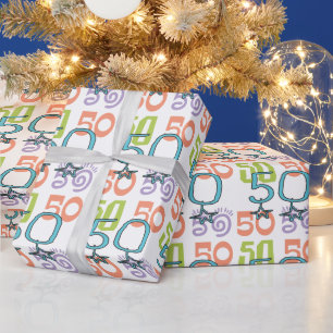 50th Birthday Stars Colourful Wrapping Paper