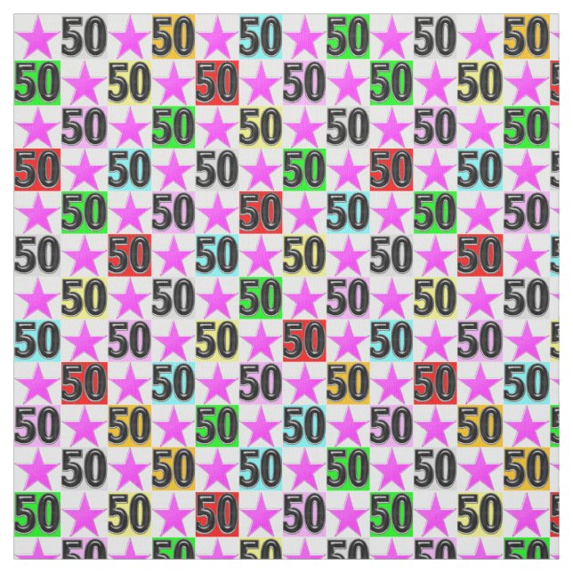 50TH BIRTHDAY SUPER STAR FABRIC (Swatch)