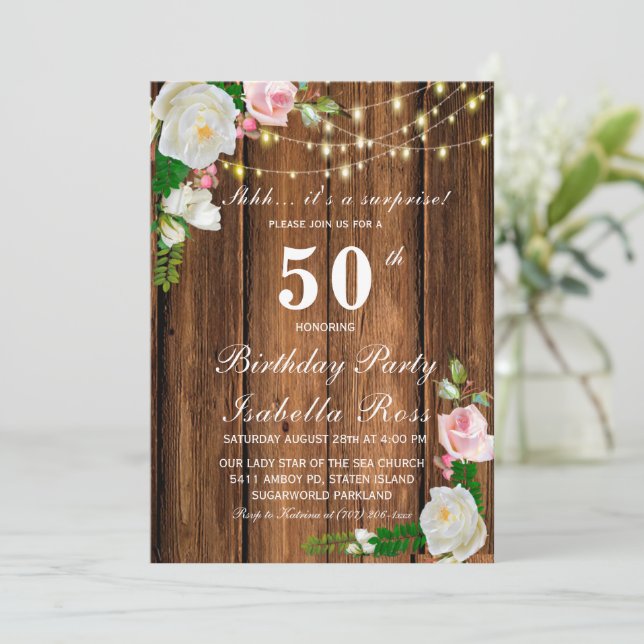 50th Birthday Surprise Invitations (Standing Front)