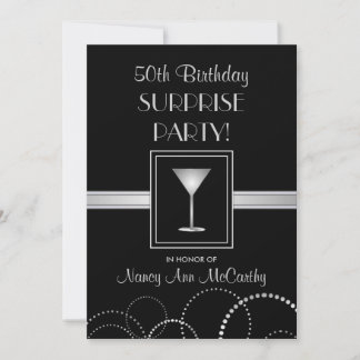 50th Birthday Surprise Party Elegant Invitations