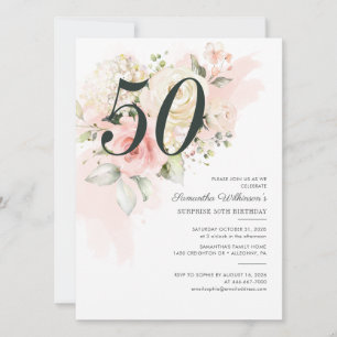 50th Birthday Surprise Party Floral Invitation