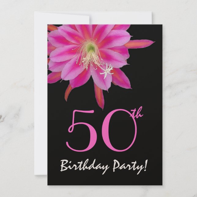 50th Birthday Template Pink Flower (Front)