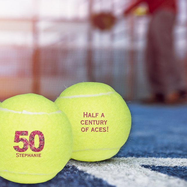 50th birthday tennis ball pink number 50 year gift (Creator Uploaded)
