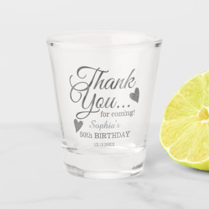 50th Birthday Thank You Silver Party Favors Shot Glass