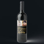 50th Birthday Then and Now Photos | Black & Gold Wine Label<br><div class="desc">Celebrate the new 50 year old with a commemorative photo wine label on their favourite wine or for bottles at the party. The design features their Then and Now photos and their name and the yellow gold retro typography stating 50 YEARS IN THE MAKING lets you add their birth year...</div>