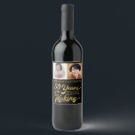 50th Birthday Then and Now Photos | Black & Gold Wine Label<br><div class="desc">Celebrate the new 50 year old with a commemorative photo wine label on their favourite wine or for bottles at the party. The design features their Then and Now photos and their name and the yellow gold retro typography stating 50 YEARS IN THE MAKING lets you add their birth year...</div>