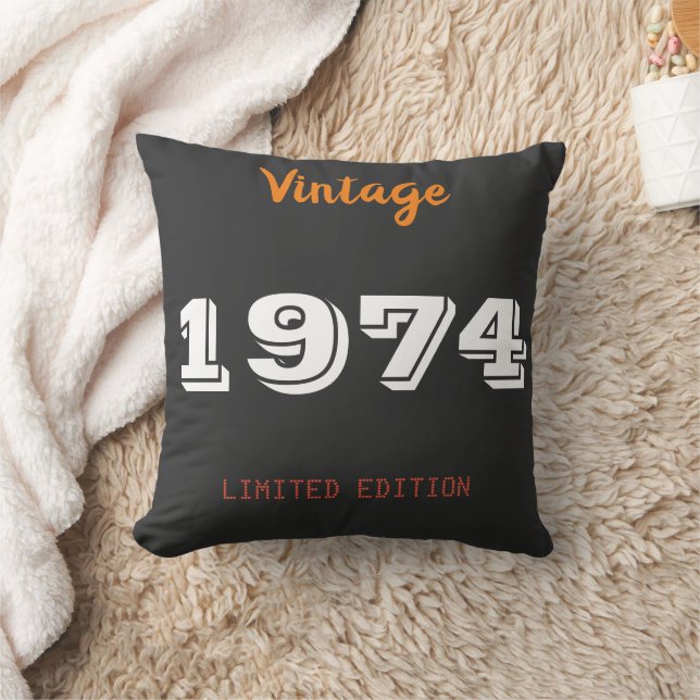 50th Birthday Throw Pillow – Vintage 1974 Limited  (Blanket)
