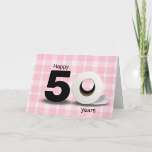50th birthday toilet paper roll on plaid card