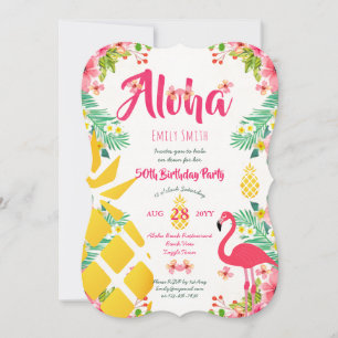50th Birthday Tropical Hawaiian Invites Pineapple