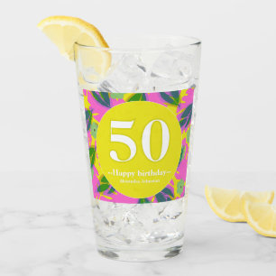 50th birthday tropical yellow colourful glass
