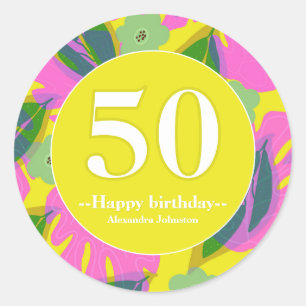 50th birthday tropical yellow colourful Sticker