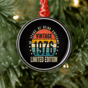 50th Birthday Vintage 1976 Limited Edition Metal Ornament