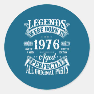 50th Birthday Vintage Born 1976 Classic Round Sticker