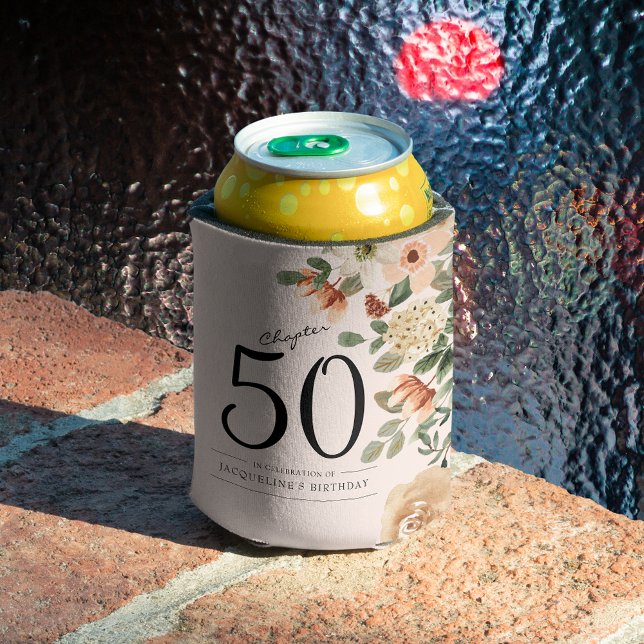 50th Birthday Vintage Floral Can Cooler (50th Birthday Vintage Floral Can Cooler.
Sophisticated and elegant addition to a birthday party.)