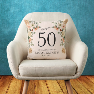 50th Birthday Vintage Floral Cushion
