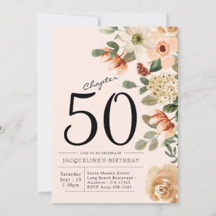 50th Birthday Vintage Floral Invitation