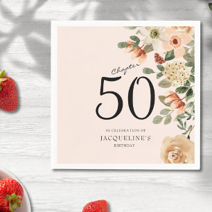 50th Birthday Vintage Floral Napkin