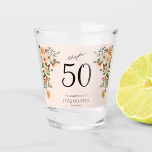 50th Birthday Vintage Floral Shot Glass