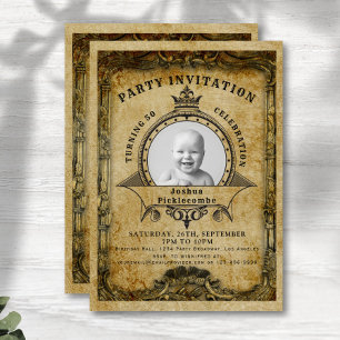 50th Birthday Vintage Retro Photo Surprise Party Invitation