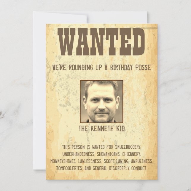 50th Birthday Wanted Poster 🤠 Old West Vintage  Invitation (Front)