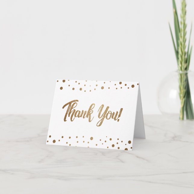 50th birthday white gold white confetti thank you card (Front)