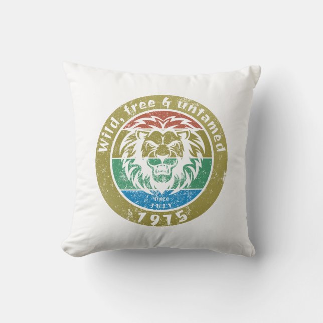 50th birthday "wild, free & untamed since 07/1975" cushion (Front)