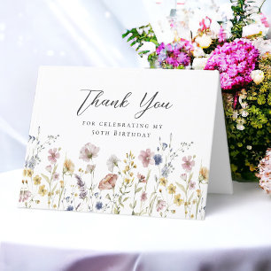 50th Birthday Wildflowers Floral Thank You Card