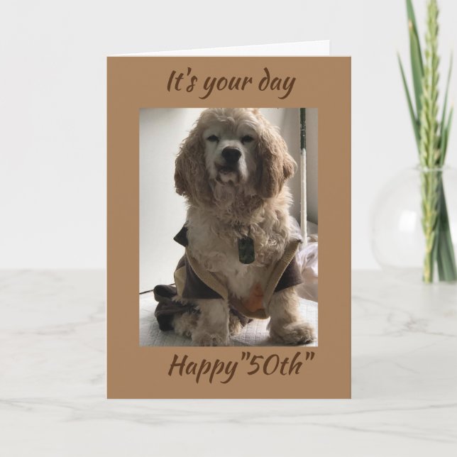 **50th BIRTHDAY WISHES FROM COCKER SPANIEL**  Card (Front)