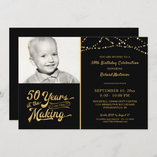 50th Birthday YEARS IN THE MAKING Black Gold Invitation