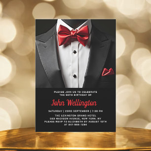 50th Black and Red Tuxedo Birthday Event Invitation