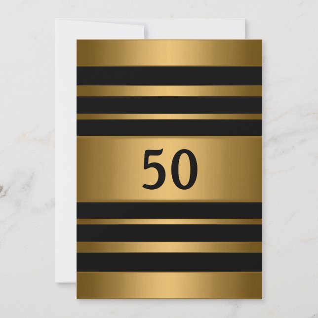 50th Bronze Gold Metal Black Masculine Party Invitation (Front)
