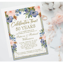 50th Chic Floral Gold Wedding Anniversary