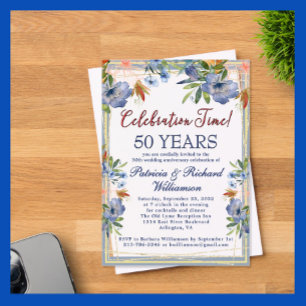50th Chic Floral Wedding Anniversary  Acrylic Invitations