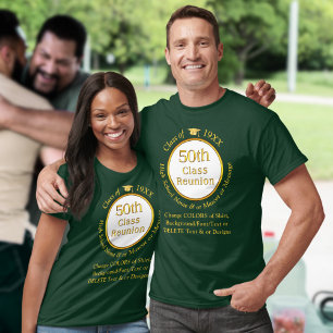 50th Class Reunion Shirt Ideas, in Many Colours